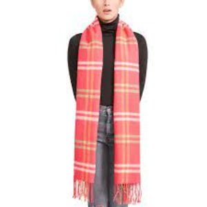 (#B) Steve Madden Women's Blanket Fringe Scarf, Pink Multi Plaid, OS